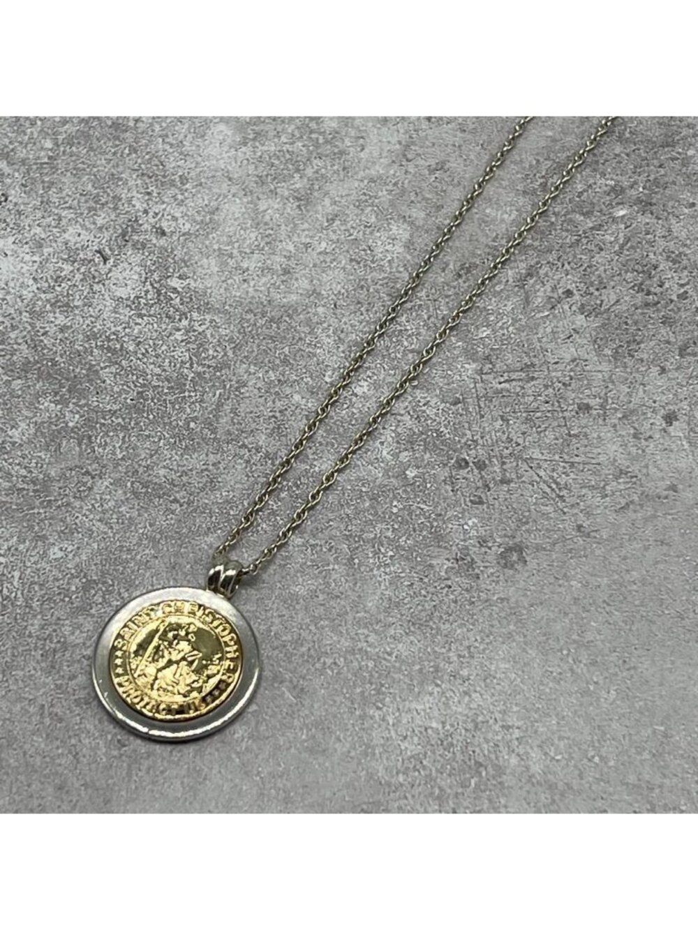 Tiffany & Co St Christopher Necklace Silver YG